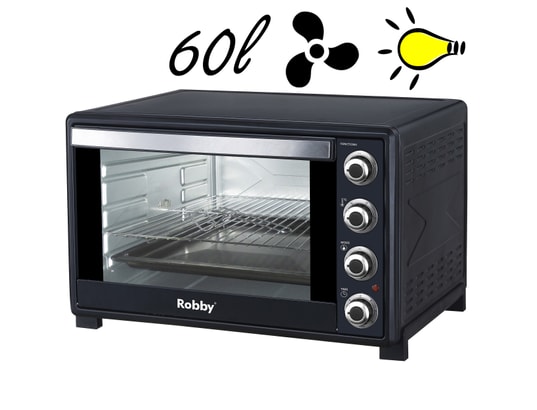 Four Multifonction à Chaleur Tournante 60 Litres - 2200W, 5 Fonctions, Tournebroche - Modèle KC-FOUR60