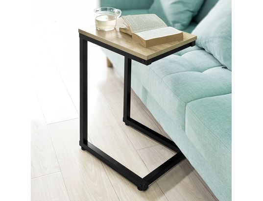 Table D'appoint Moderne SoBuy - Table Basse Ou Bout De Canapé, Design C, Plateau Bois Et Structure Métal Noir, 40x30x60 Cm