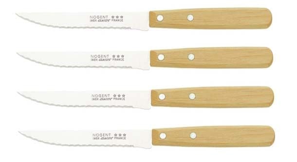 Lot De 4 Couteaux à Steak Français - Lame 77 Mm Pointue Micro-dentée - Marque SAUFAX - Fabrication France