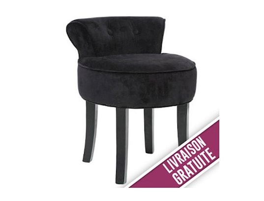 ATMOSPHERA Lot de 2 tabourets bas firmin effet velours charme noir atmosphera 11736 565