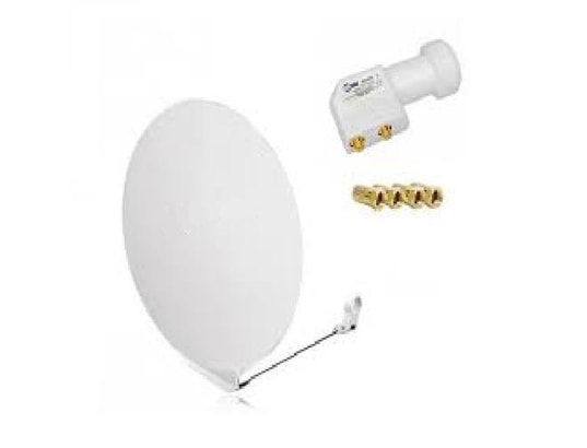 PARABOLE 90 CM FIBRE MULTISATELLITE BLANCHE + 4 SUPPORTS CAHORS