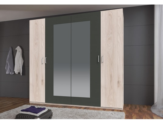 Lit Adulte PEGANE 180x200cm Avec LEDs Et Chevets - Imitation Chêne Graphite - Livraison Spécialisée