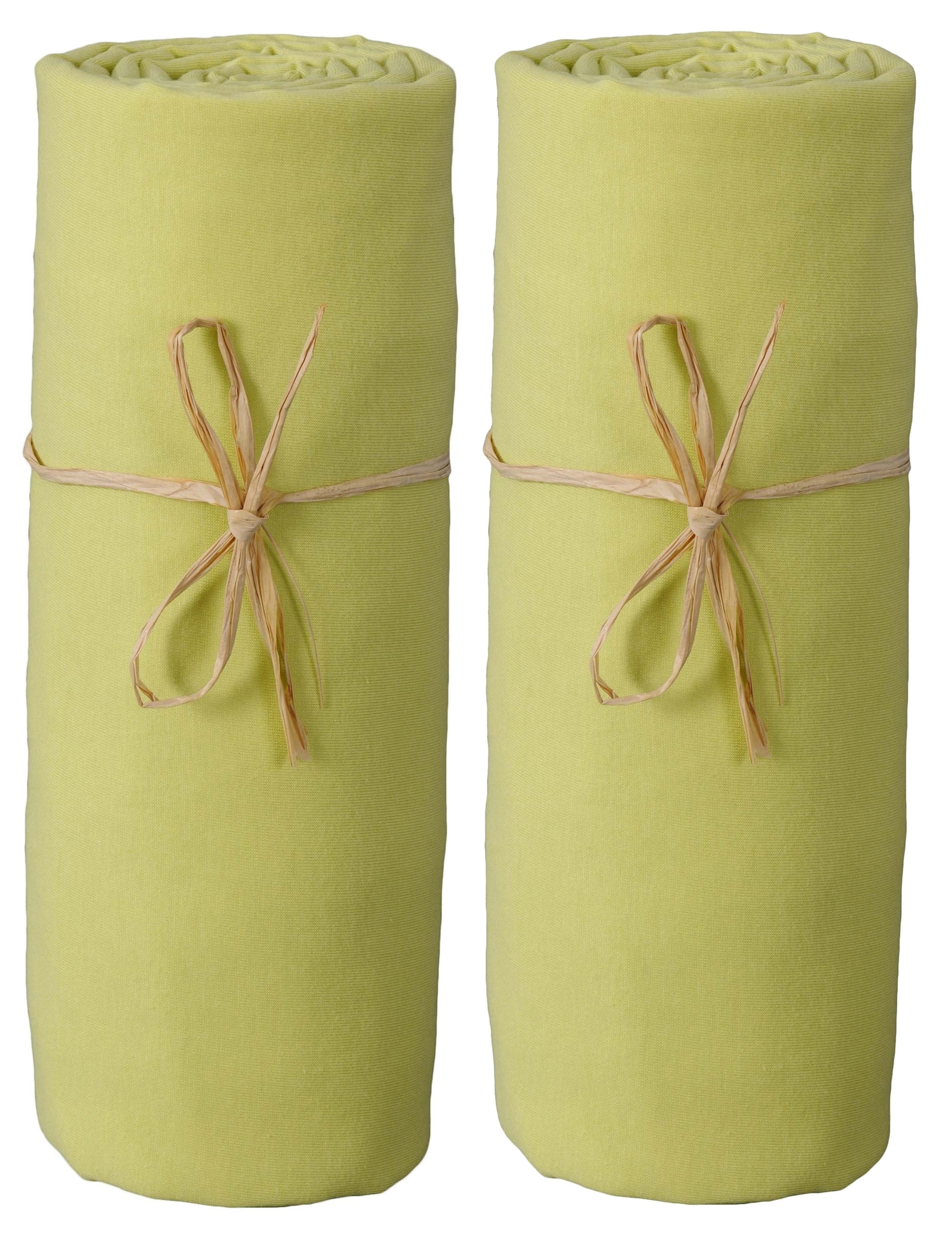 Lot De 2 Draps Housse Bébé 60x120 Cm - 100% Coton Jersey Bio, Extensible, élastique Tout Autour - Coloris écru Et Vert, Sans Repassage - 10