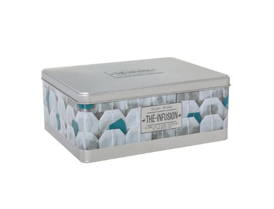 Boîte à Thé En Métal FIVE Simply Smart - Dimensions 21x16,5x8,5 Cm - Noir - Contient Environ 100 Sachets