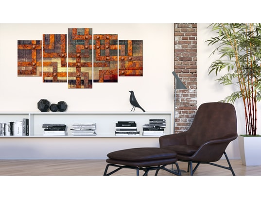 200x100 Tableau Modernes Abstraction Superbe Metal Maze ICAVERNE