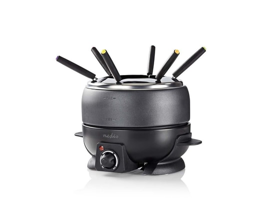 Appareil à Fondue Nedis 6 Personnes - 2,3L - Contrôle Température Réglable - Pierrade - 800W - Noir