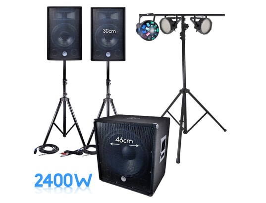 Système Sonorisation Complet 2200W Enceintes + Subwoofer USB/BLUETOOTH + Pieds - BM SONIC BMS1512