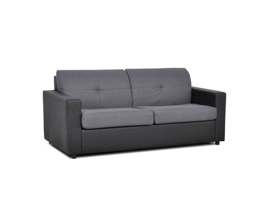 CANAPE - SOFA - DIVAN STEVEN Canapé 3 places convertible en Simili Noir ...