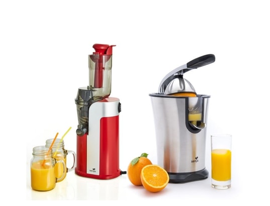 SENYA  Set petit-d&eacute;jeuner Extracteur de jus rouge Healthy Juicer et Presse-agrumes &eacute;lectrique inox