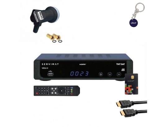 Sedea Récepteur Satellite HD + Carte TNTSAT V6 + HDMI + Câble 12V + Déport IR – PVR Ready, Timeshift, Idéal Camping-Car & Maison