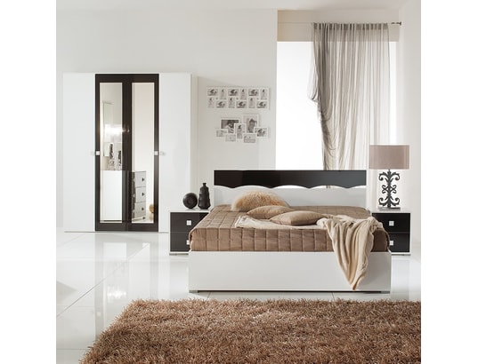 Chambre coucher noir et blanc design DAFINA NOUVOMEUBLE