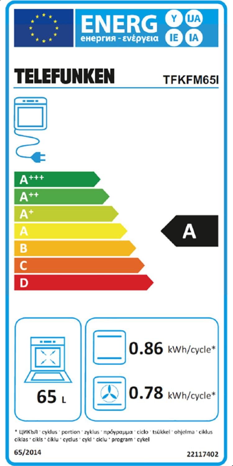 TELEFUNKEN Four Encastrable Catalyse TFKFM65I 65 L Chaleur Brassée