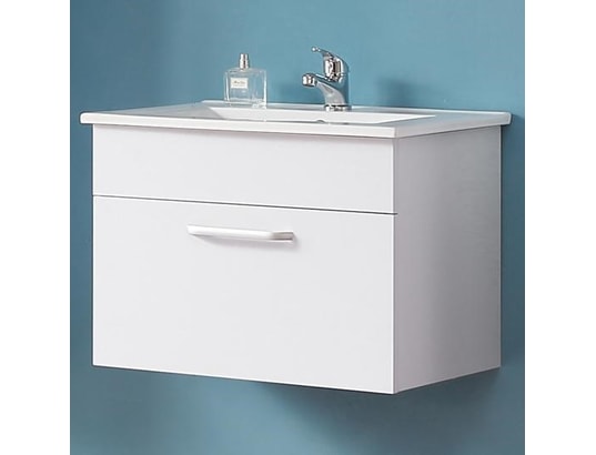 Ensemble Meuble Vasque Suspendu Salle De Bain 58x38x50cm - Chêne Oskar & Vasque Céramique 61x40cm - Kit Inclus