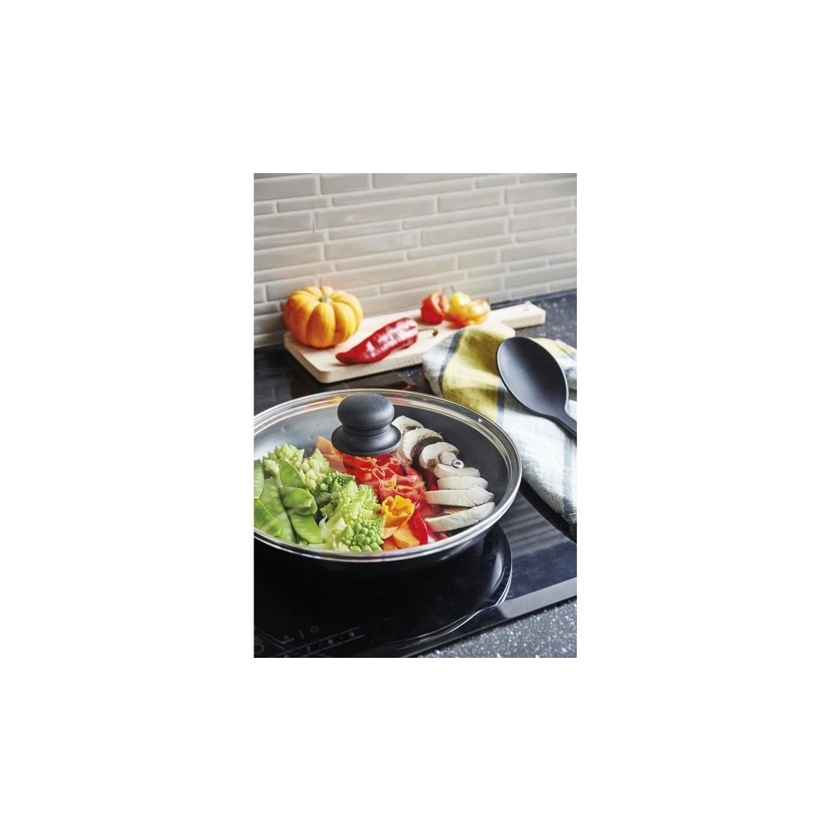 Wok Sitram Agile 28 Cm Aluminium - Manche Amovible, Revêtement Antiadhésif Pierre, Compatible Induction