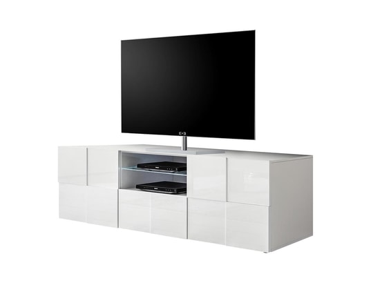 Buffet Calisto Blanc Laqué Avec LEDs – 2 Portes, 2 Tiroirs – Dimensions L181 X P43 X H86 Cm – Meuble à Monter Soi-même – Fabriqué En Europe