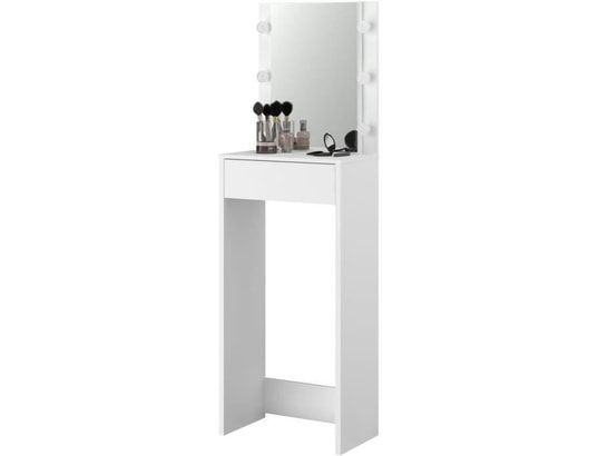 Candy Coiffeuse Haute Avec Miroir Led - Décor Blanc - L 54,5 X P 31 X H ...