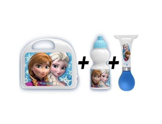 La reine des neiges combo boîte a gouter + bidon + klaxon DISNEY