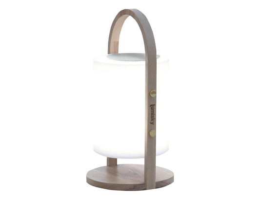 Lampe enceinte bluetooth sans fil woody play bois clair bois naturel
