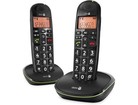 Téléphone fixe duo sans fil noir DORO