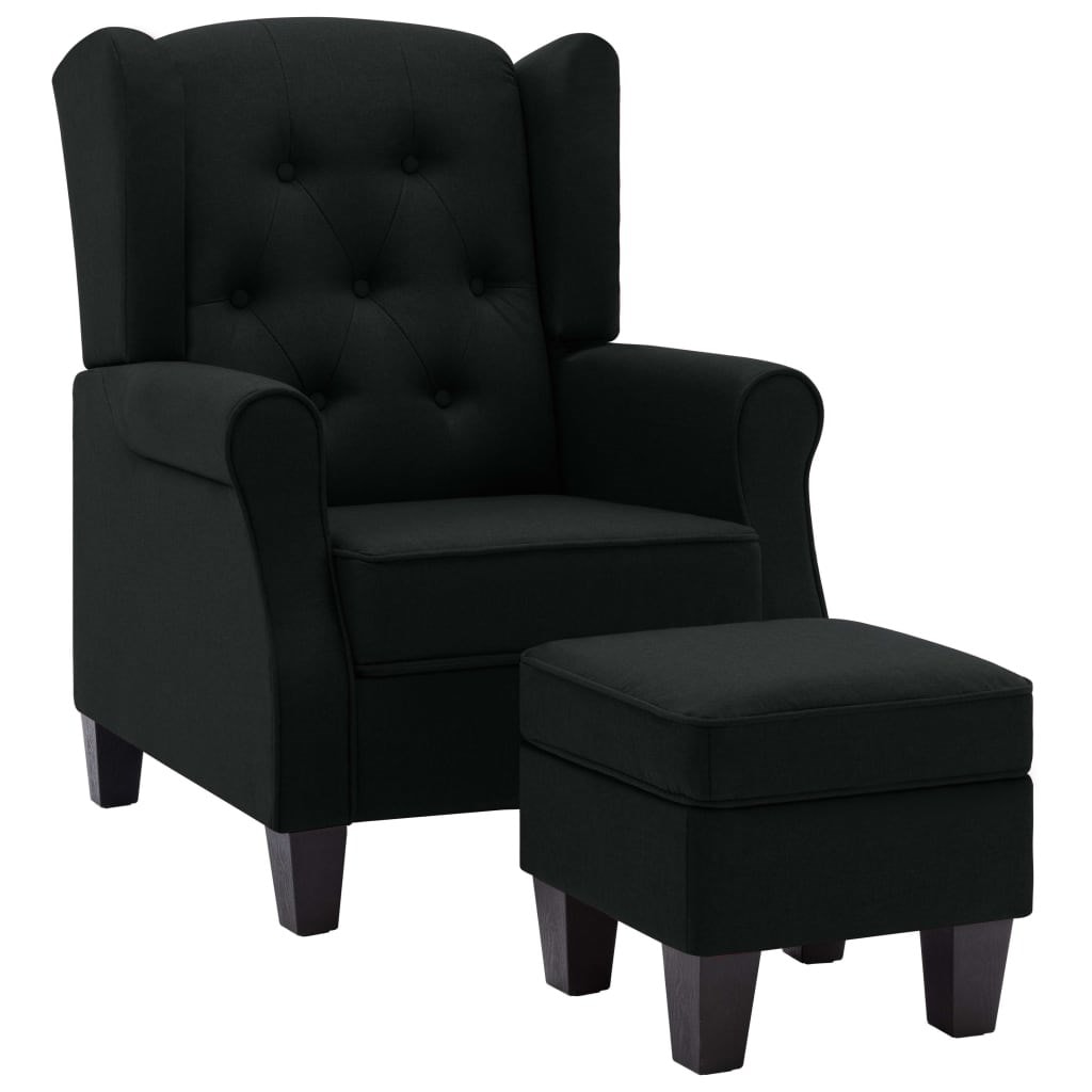 Chaise Longue De Relaxation Rembourrée VidaXL - Fauteuil Confortable Moderne En Tissu Noir Pour Salon Et Séjour