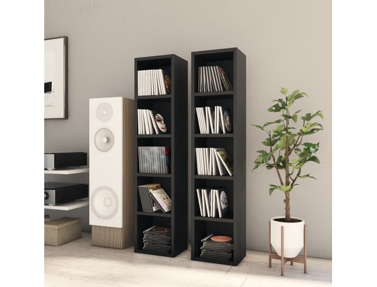 Armoires à CD VidaxL 2 Pièces - Blanc 21x16x93,5 Cm - Range Jusqu'à 80 CD/DVD