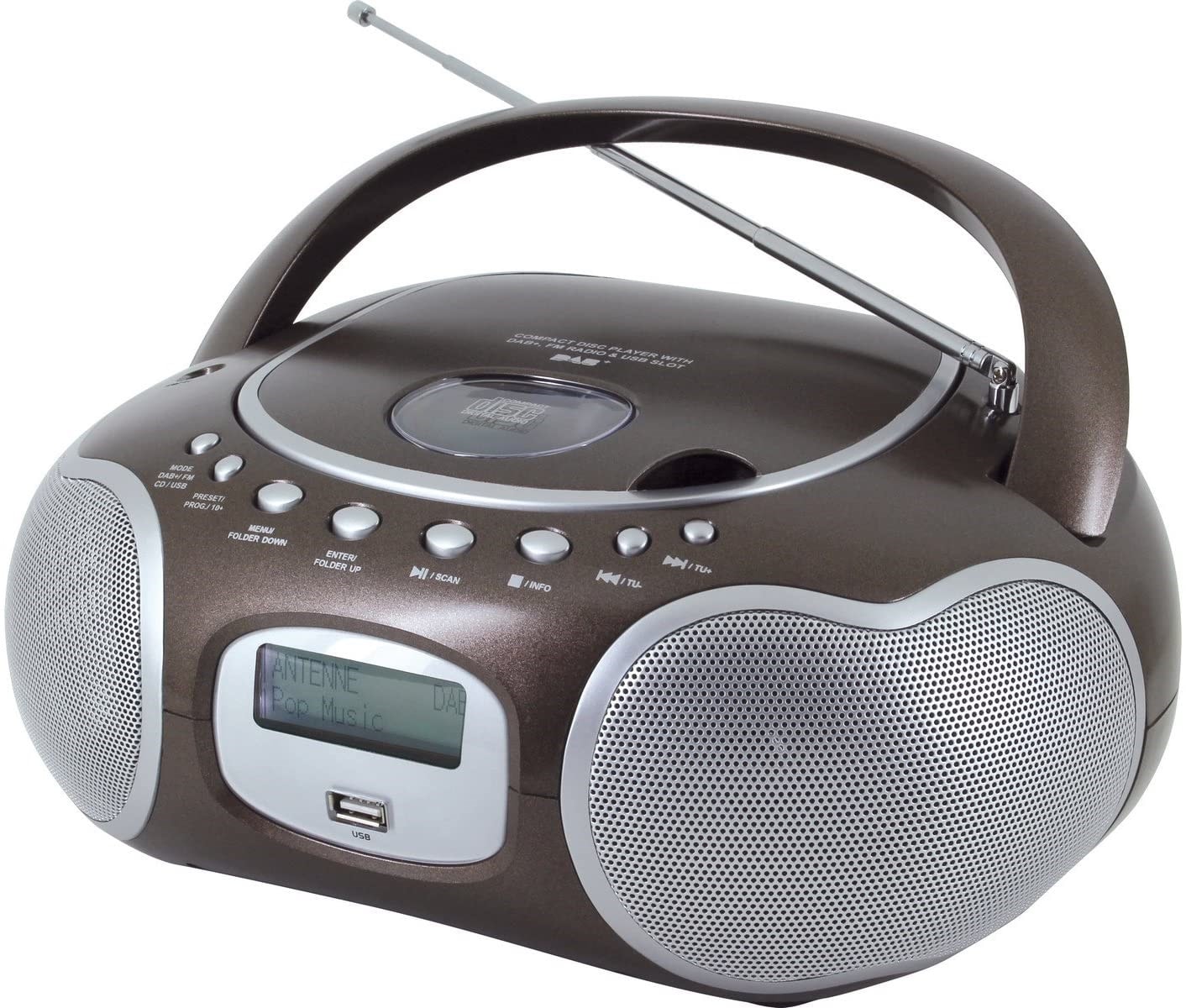 Chaine hifi stéréo portables dab+ fm lecteur cd cdr cdrw 6w marron — free download