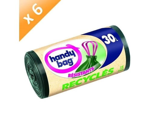 Handy Bag Sacs Poubelle 30 L, Recyclage Emballages, 80 % Matériaux