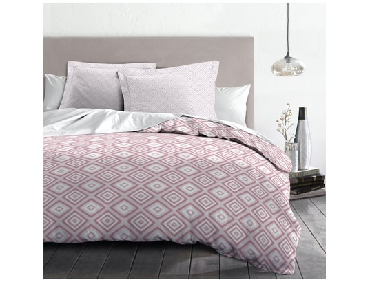 Housse de couette 3 pièces - coton - 220x240 cm - fox trot rose poudré