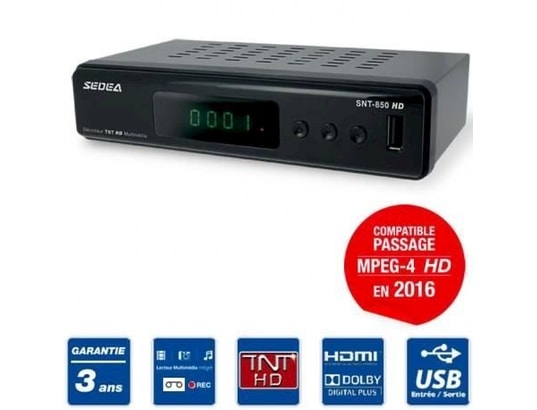 Sedea récepteur tnt terrestre hd double tuner boitier tv multimédia