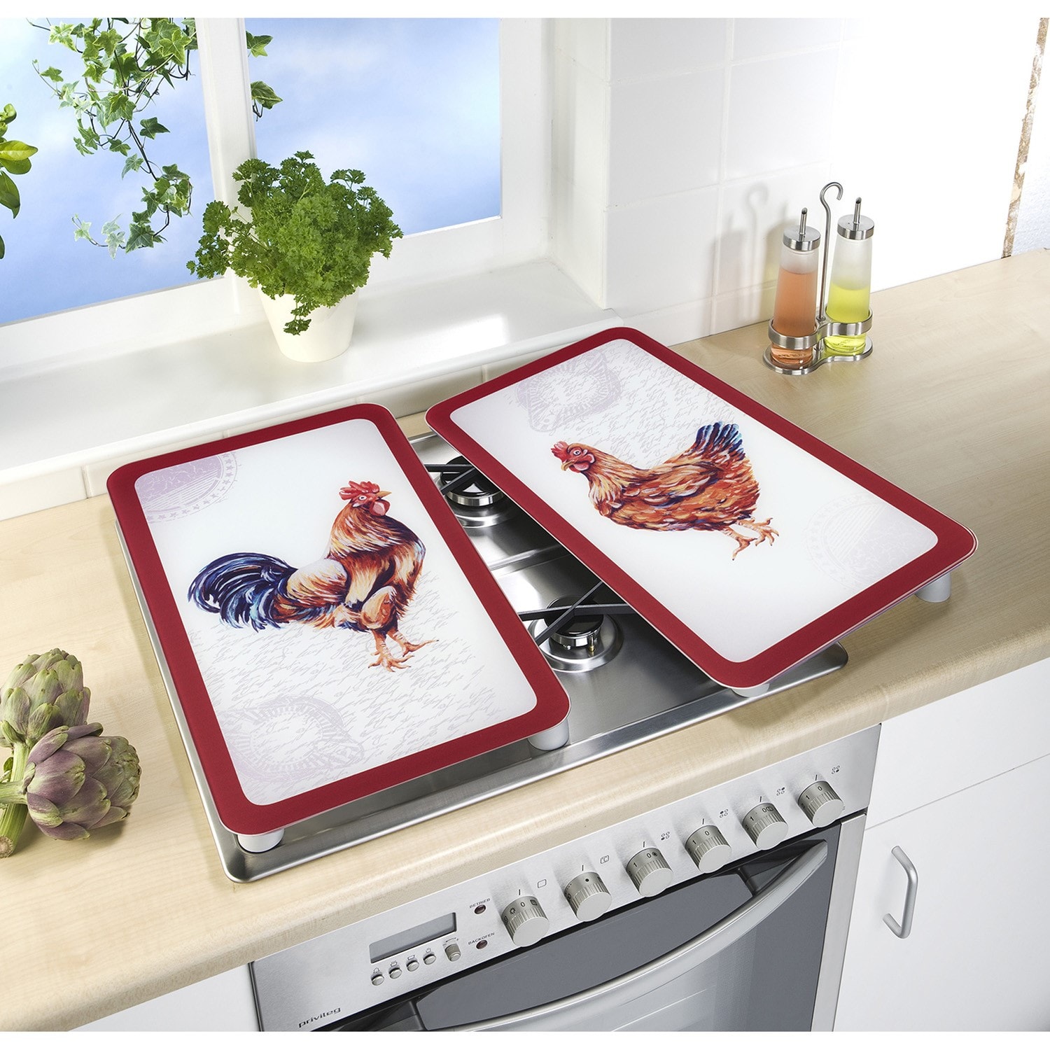 Plaque De Protection Pour Cuisinière 2 En 1 - Verre 4mm, Anti-éclaboussures Et Planche à Découper
