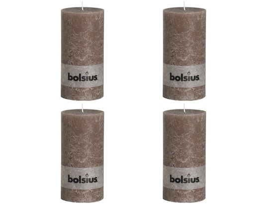 Bolsius Bougeoir Rustique En Forme De Tronc Rustic Shine 80/68 Mm - Taupe