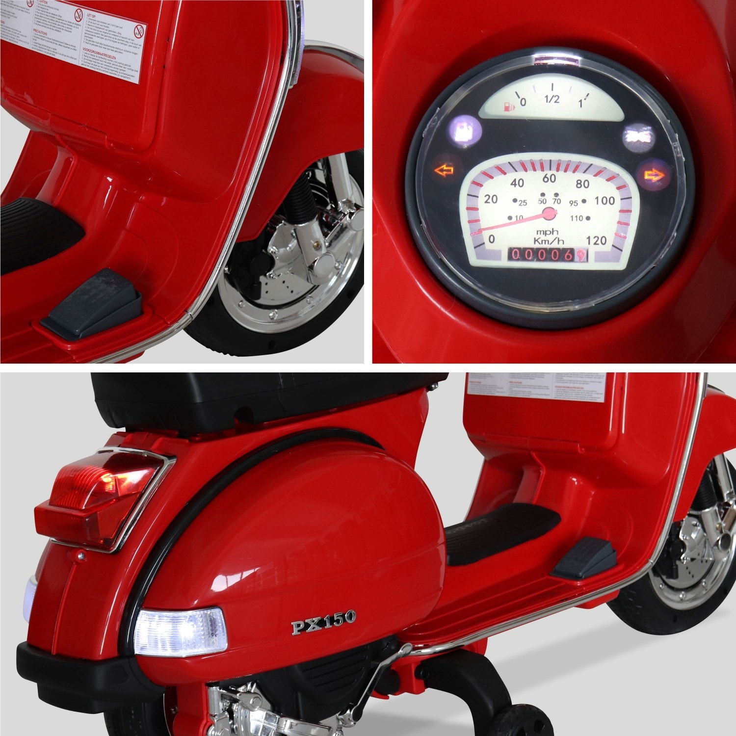 Scooter Électrique Enfant Vespa Rose PX150 | 12V 4.5Ah | Avec Autoradio Et Phares | 1 Place