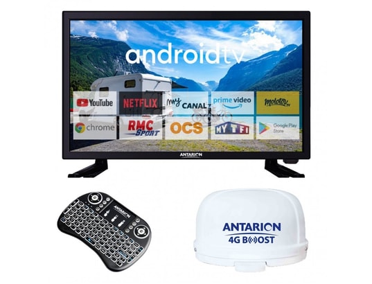 Antarion tv connect 19 téléviseur camping + smart pad clavier