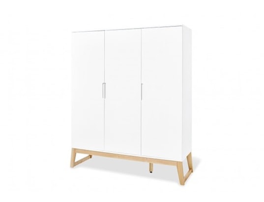Armoire Enfant Pinolino Riva 115x58x193cm - Blanc Et Frêne Clair - 4 Étages Réglables - Chambre Bébé