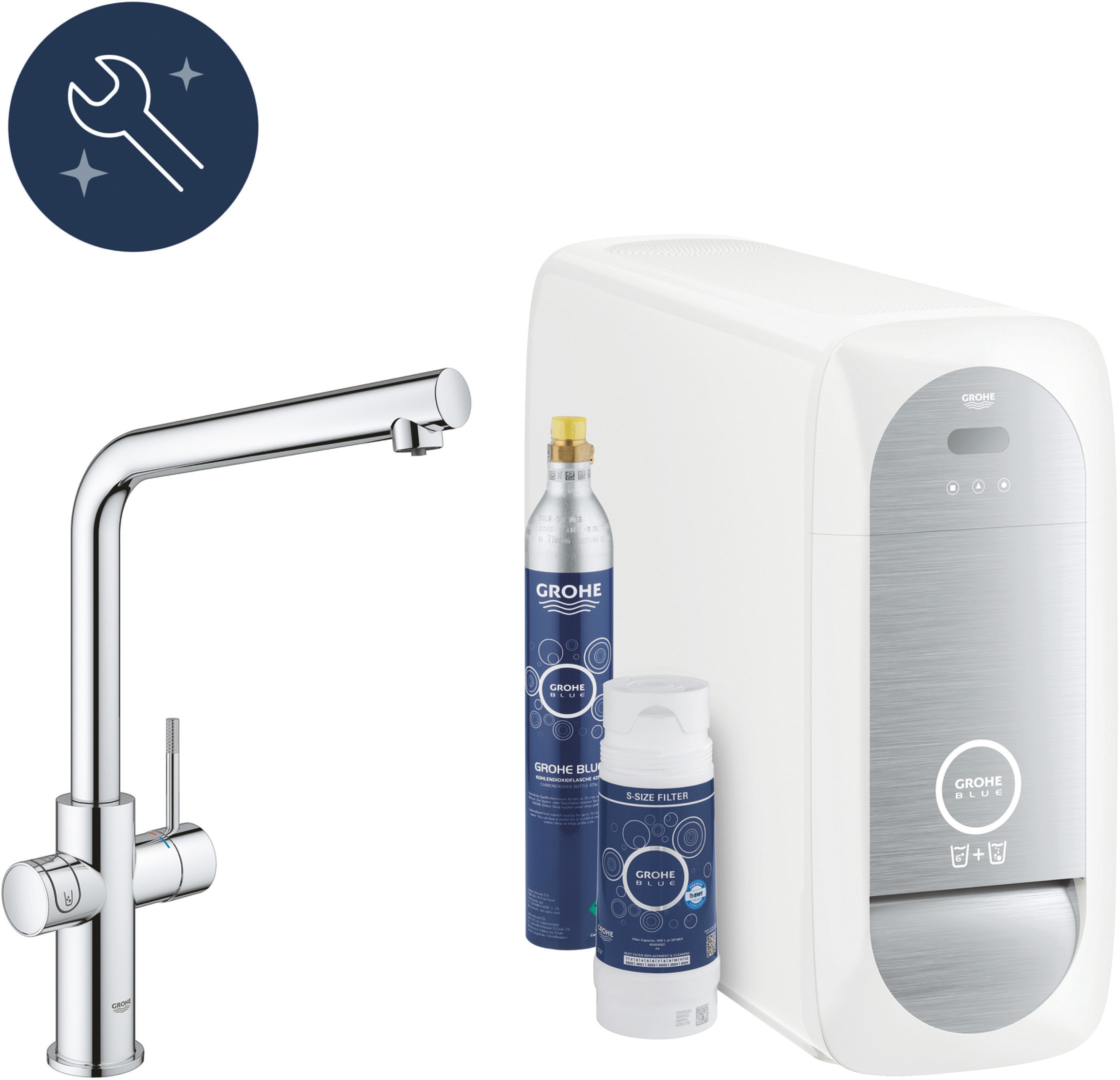 Mitigeur GROHE Blue Home, Filtration + Eau pétillante 31454001 Pas Cher