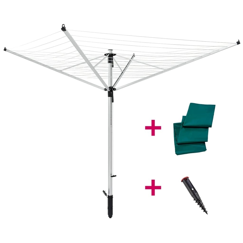 Séchoir à Linge Rotatif Pliable – 60 Bras, Hauteur Réglable, Solide En Aluminium (10 Kg Max)