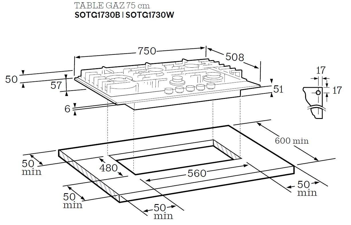 SCHOLTES SOTG1730B - Plaque gaz Pas Cher