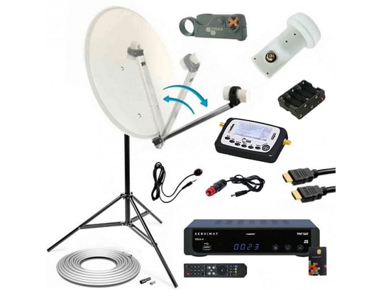 Parabole Satellite - Cahors - 65cm - Acier blanc - Support LNB - Idéal