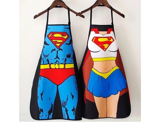 Tablier de cuisine super héros (superman, supergirl) - 2 tabliers