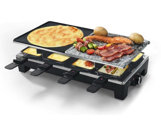 SENYA Appareil &agrave; raclette 4en1 pour 8 personnes cheese & stone