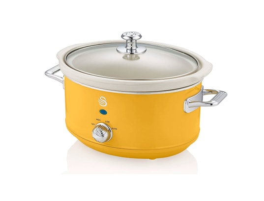 Mijoteuse Rétro SWAN 3,5L - Blanc - 200W - Cuisson Lente Vintage - Garantie 3 Ans