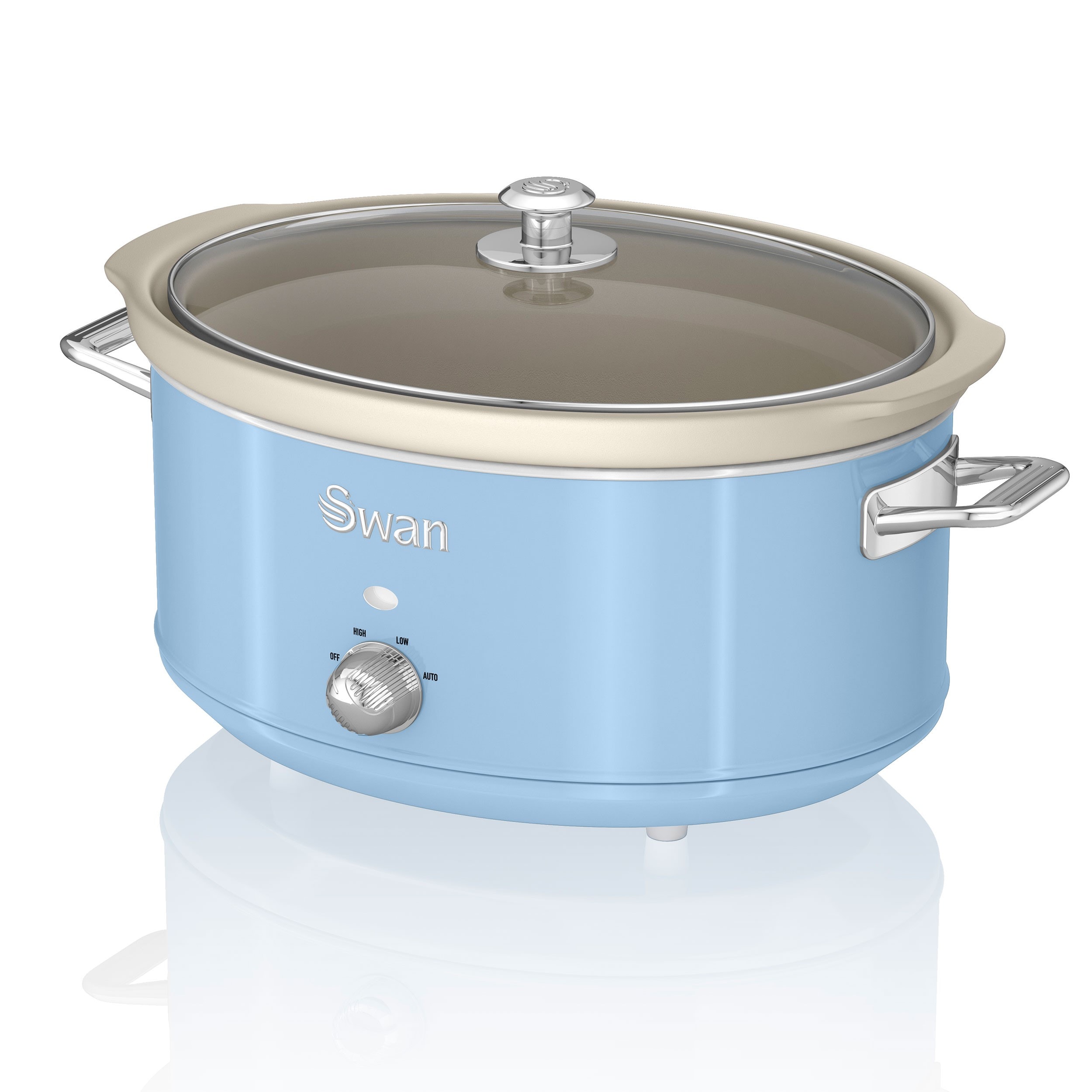 Bol Céramique Amovible Lave-vaisselle Slow Cooker Céramique 3.5L Retro 3.5L - Céramique Anti-adhésive - 3 Températures - Jaune Vintage Mijoteuse Swan Micro Onde