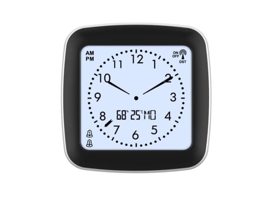 FISHTEC - Réveil Numérique Réveil Digital 13CM Radio Piloté – Ecran LCD Avec Rétroéclairage Bleu - Grands Chiffres - Alarme Avec Fonction Snooze - Fonction Température - Reveil à Piles