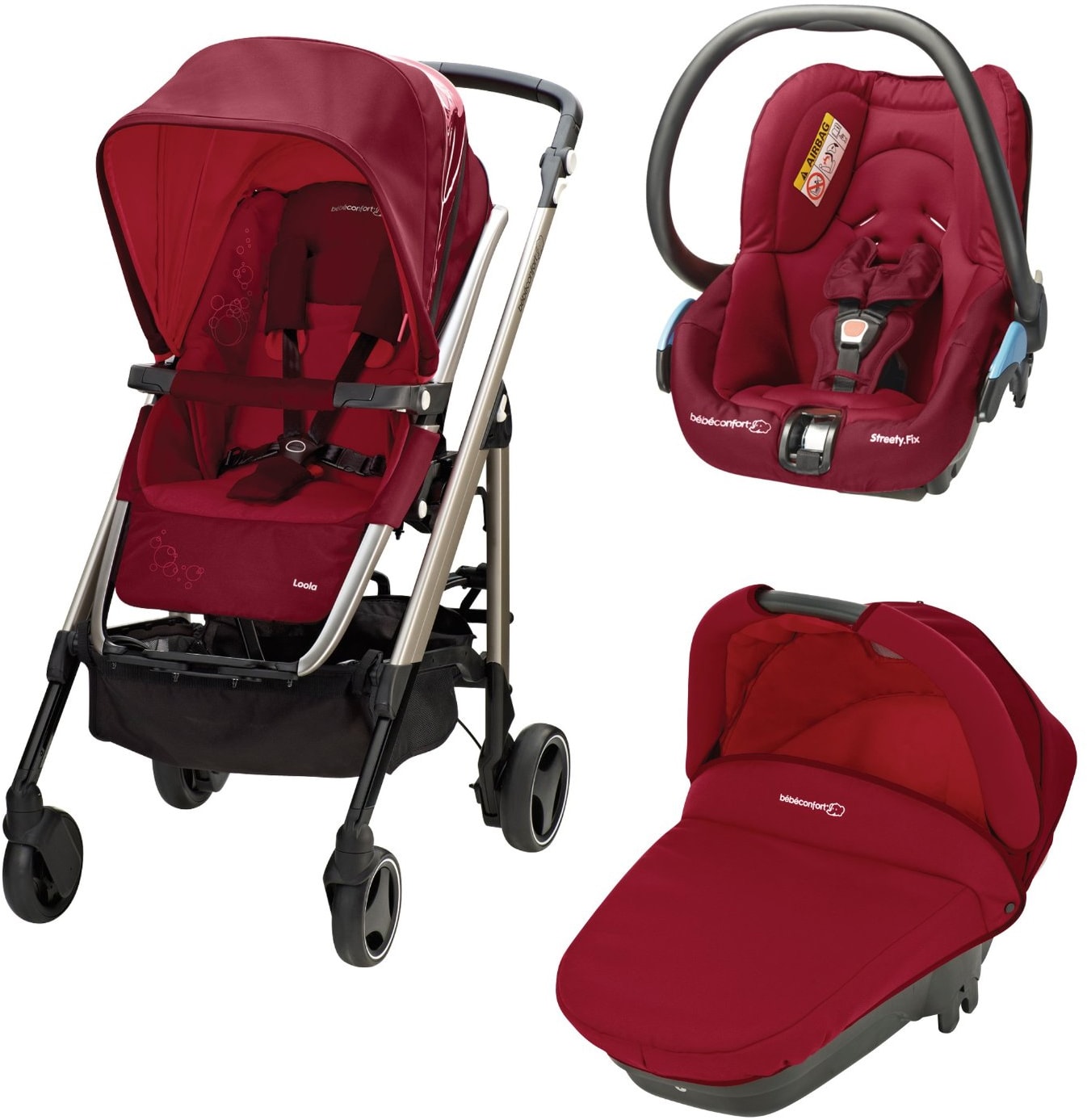 Poussette combine BEBE CONFORT Trio Loola Excel raspberry red 2014 19648141 Pas Cher UBALDI