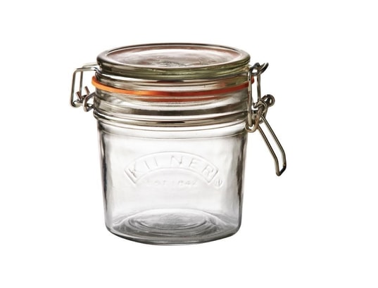 Kilner - Barattolo per Conserve, marmellate, con Base Quadrata e Tappo Meccanico a Clip, capacità: 1.5 l