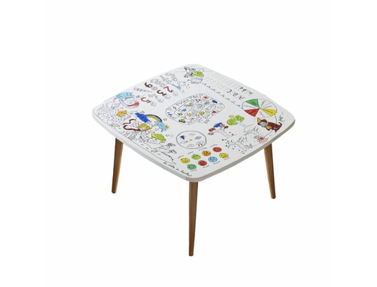 Table D'Activité à Colorier Les Drôles De Bouilles Thème La Ferme - Avec 2 Chaises Et Feutres - 60x60x40cm - Idéal Montessori