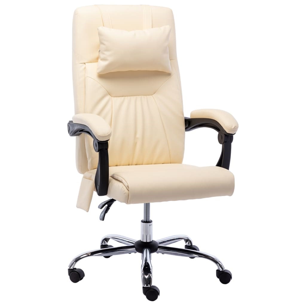 Fauteuil De Massage Électrique Inclinable Avec Fonction Vibration - Similicuir Crème, 135° D'Inclinaison, 110kg Max - 7