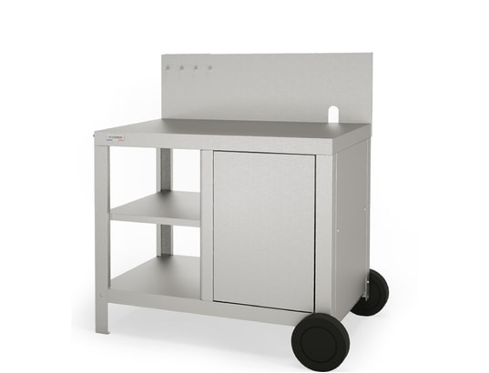 Desserte De Cuisine Extérieure LE MARQUIER Allure Duo - Inox Et Acier Noir, Roulettes - Origine France