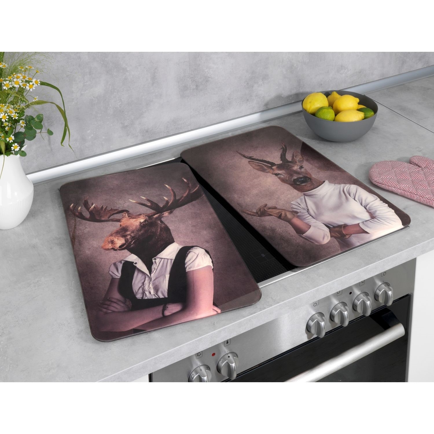 Plaques Protection Verre Trempé WENKO Lunch - 30x52cm - Set De 2 - Multicolore