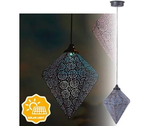 Lanterne Solaire Suspendue Luxform Salsa - Métal Noir, Lumière Blanche Chaude, Sans Fil, Parfaite Pour Extérieur